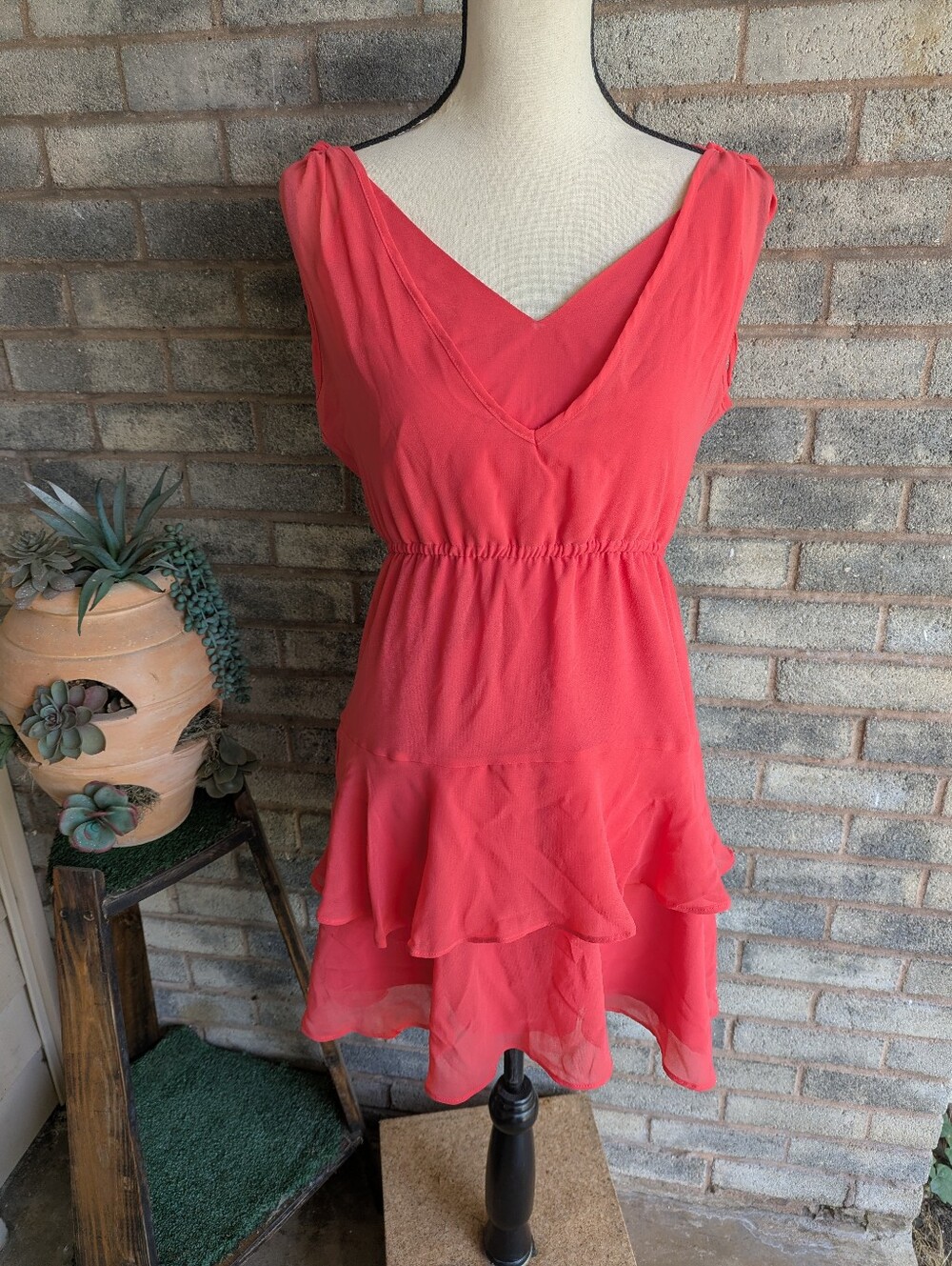 Sam Edelman Coral V-Neck Tiered Sundress